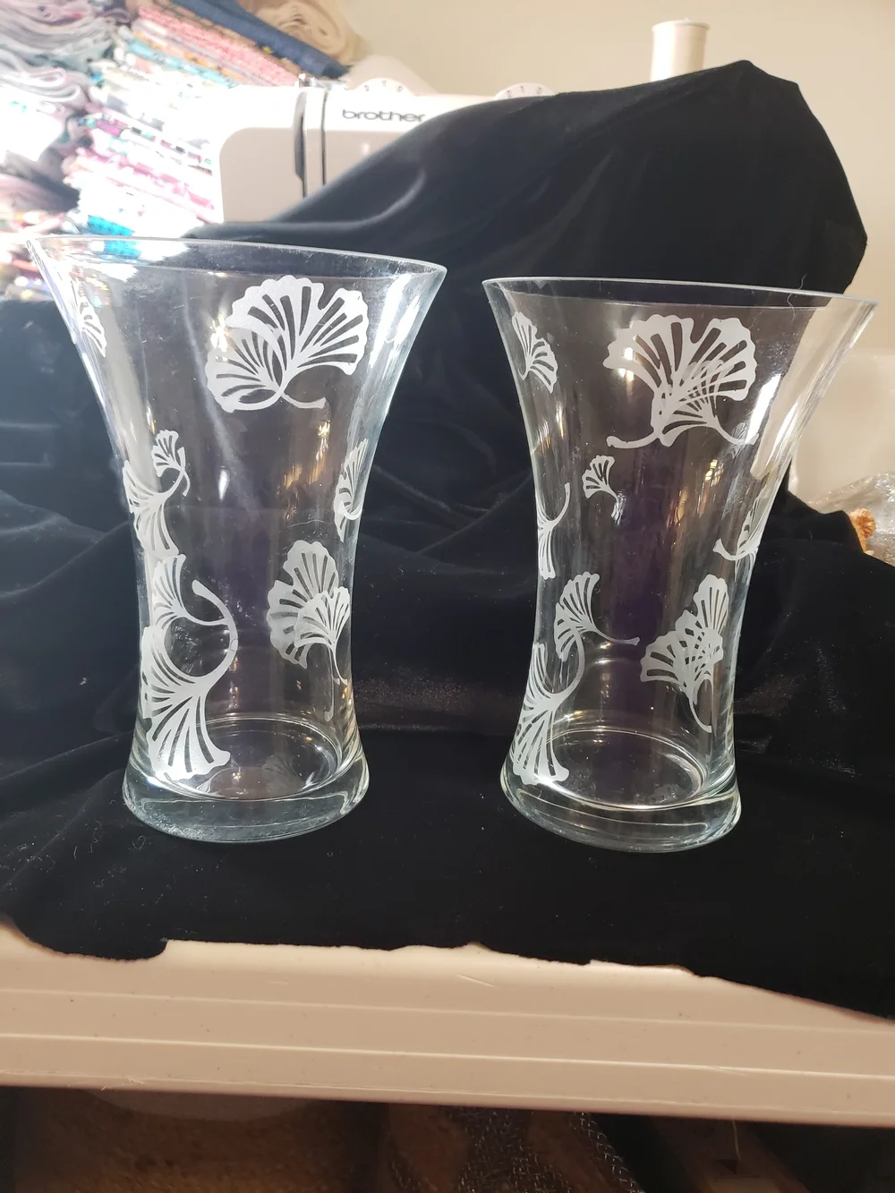 2 Lenox Clear Etched Glass Wall Vase with Bronze-Tone Metal Mount  They are heav